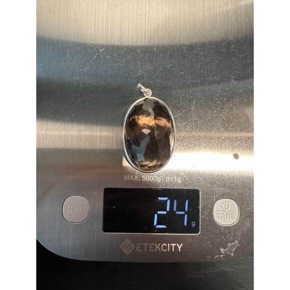 Sterling Silver Smokey Quartz Pendant 24 grams - Picture 2 of 5